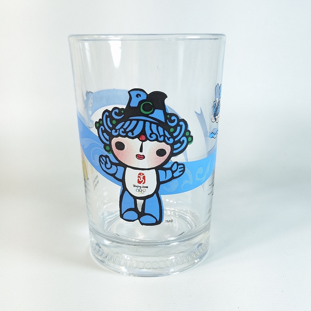 McDonald’s 2008 Beijing China Olympics Blue Mascot Beibei Glass Cup 16 oz